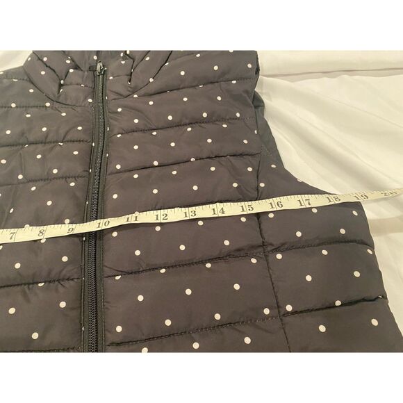 Colebrook Fall Puffer Vest Quilted Black White Polka Dot Medium Lightweight - Picture 9 of 10